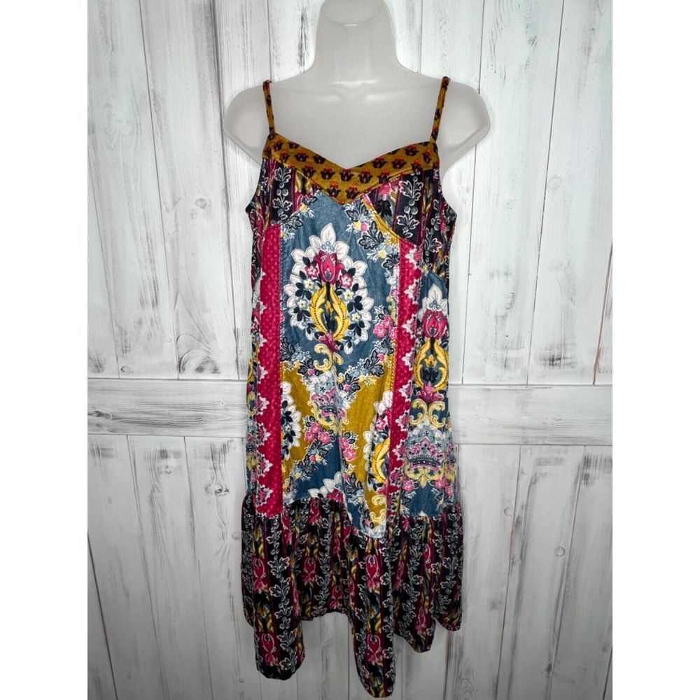 NWOT Anthropologie Zadie Velvet Floral Mosaic Flounced Hem‎ Boho Slip Dress XS